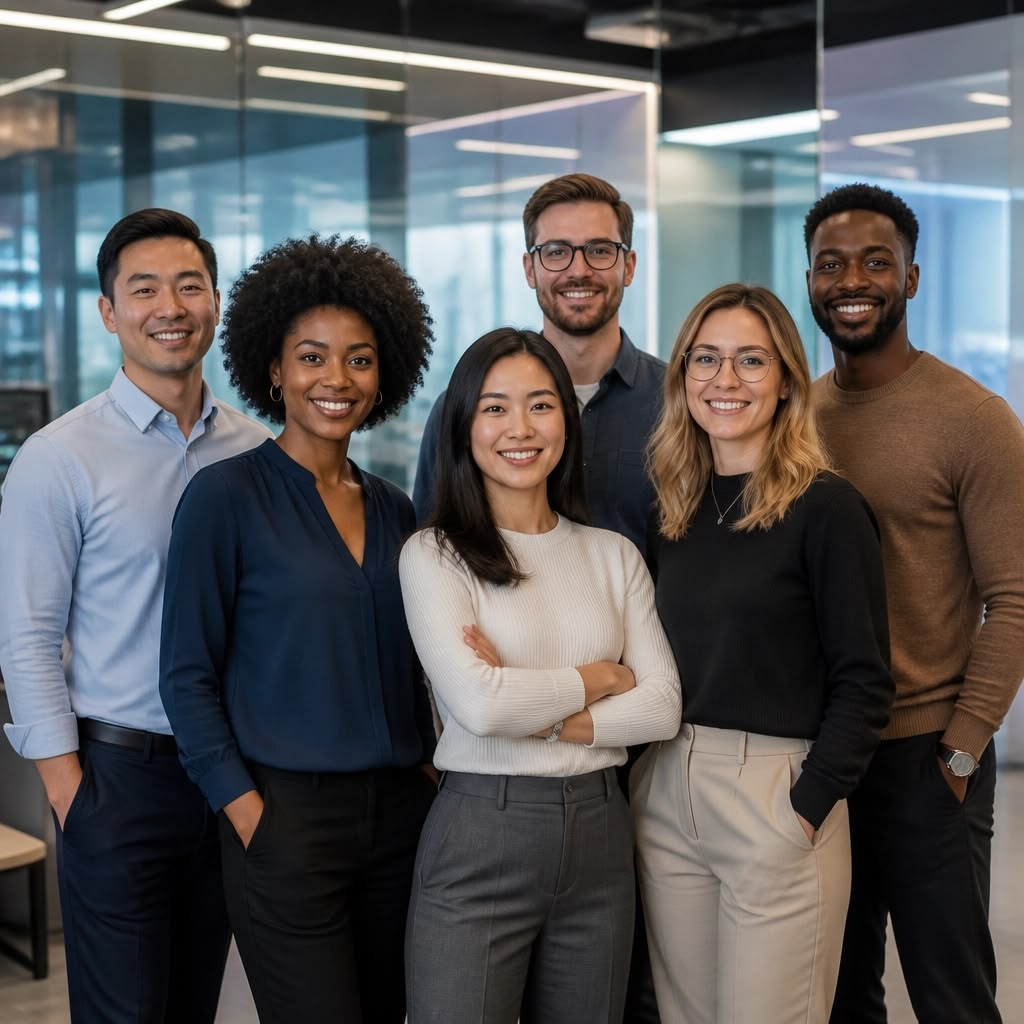 A product team working together in a modern office